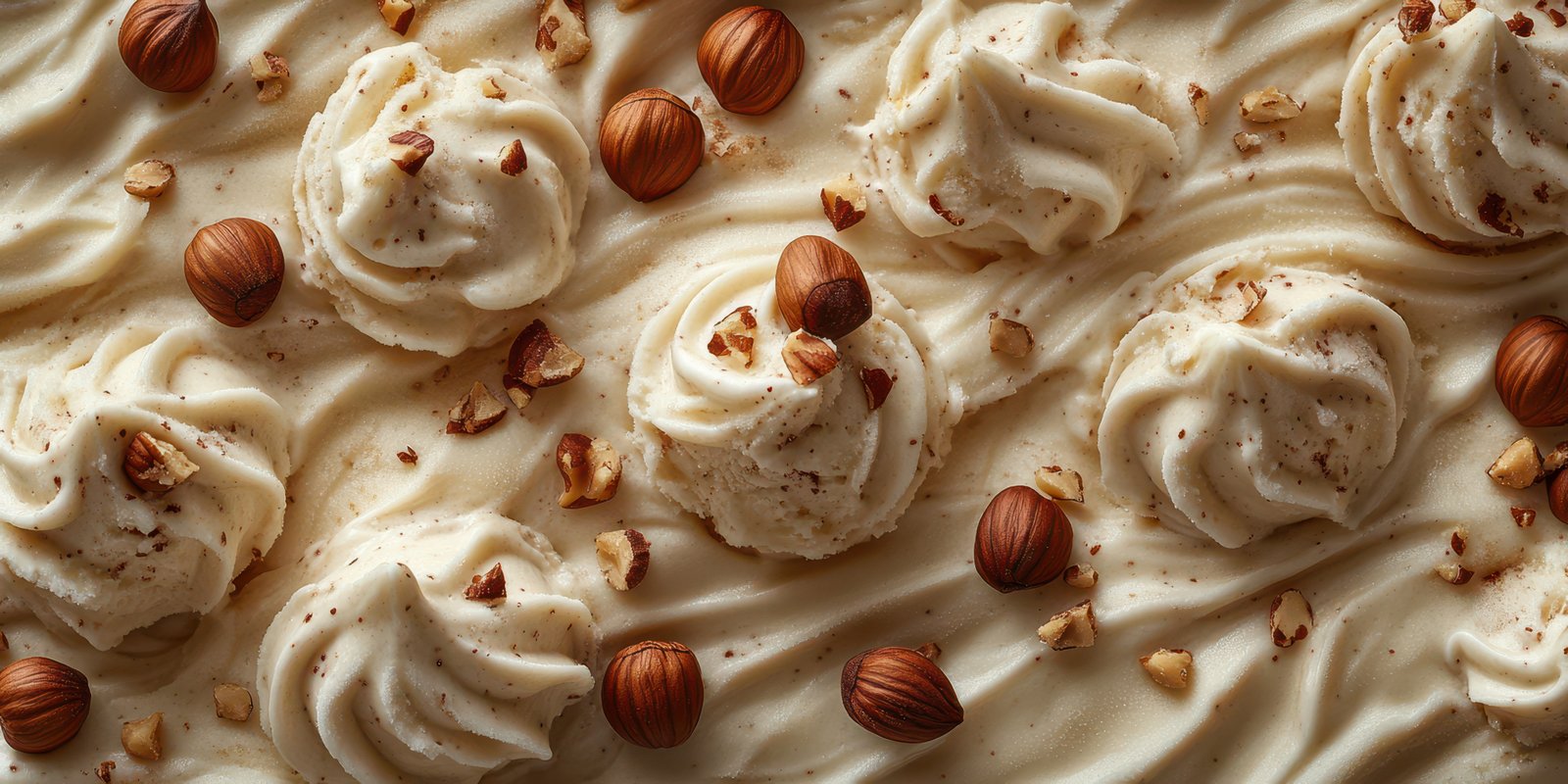 Delicious creamy dessert topped with hazelnuts and whipped cream served at a cozy cafe